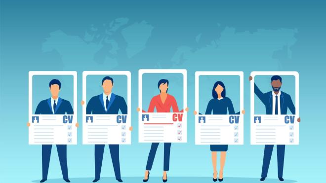 Illustration of 5 individuals with their CV.
