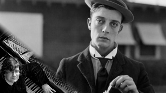 Montage from Buster Keaton silent film and pianist Stephan Graf von Bothmer.