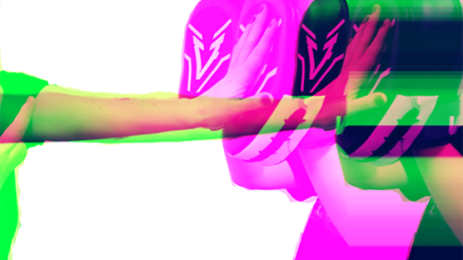 The graphic shows an arm pushing something away